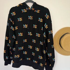 Teddy Fresh Hoodie Retro Logo Print All Over Black SIZE XL